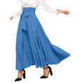thumbnail image 4 of Gubotare Skirts for Women Trendy High Waist Pleated A Line Tiered Maxi Skirt,Light Blue M, 4 of 5