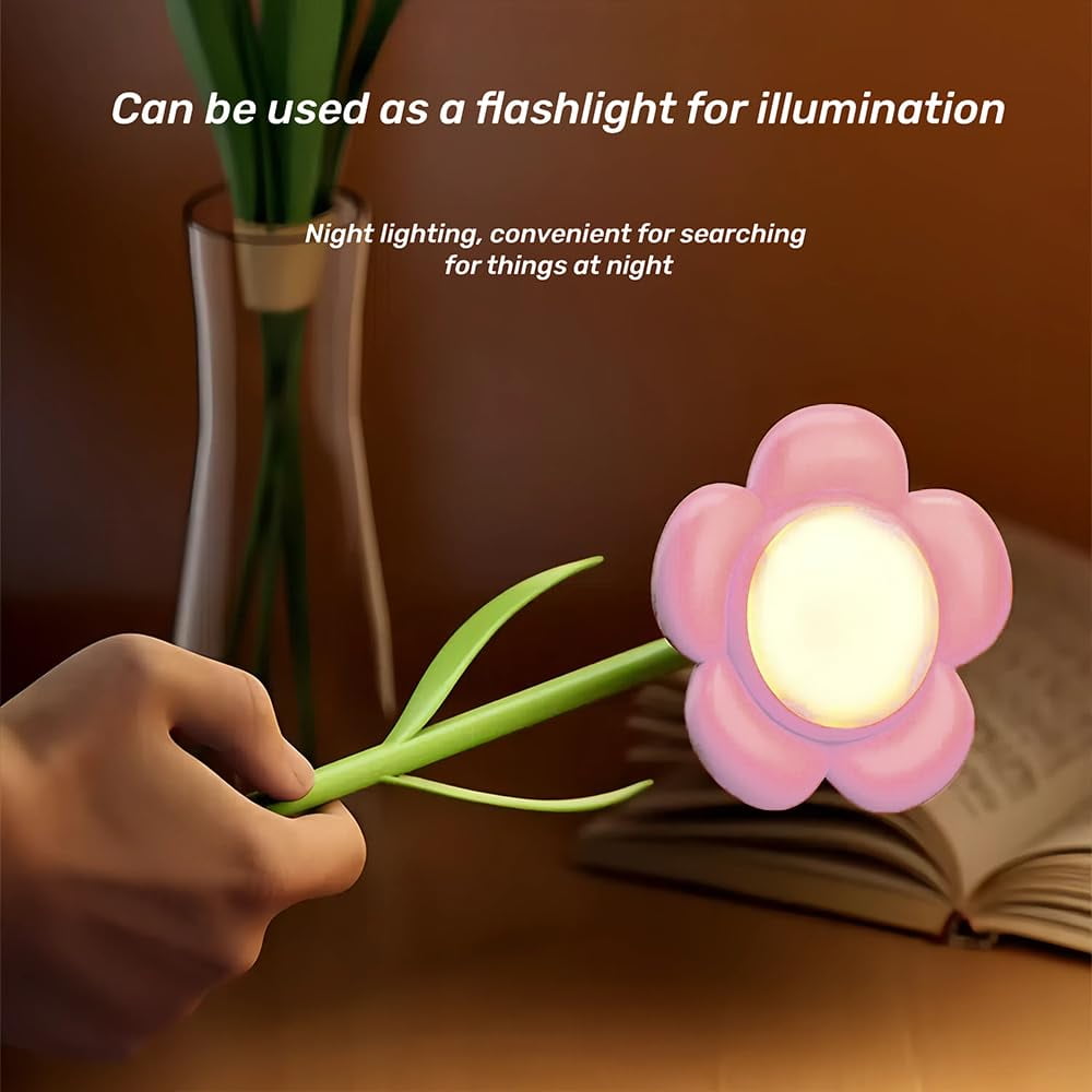 Birthday Gifts for Women,Sunflower Flower Lamp Rechargeable Cordless Led Reading Light,3-Colour Infinitely Dimming Small Night Light for Festival Gifts for Mom Girlfriend Grandma (Yellow)