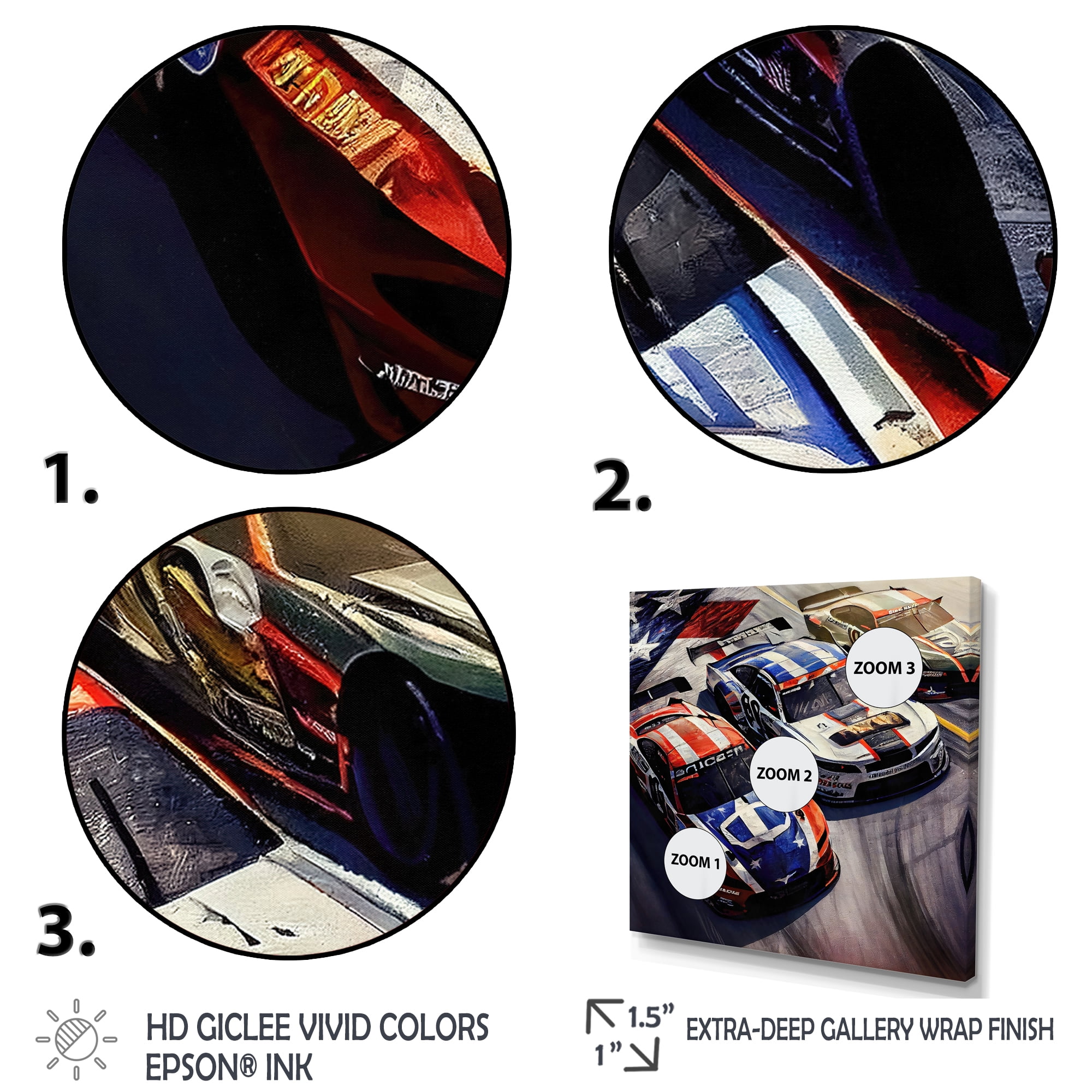Designart American Stock Car Racing IV Canvas Wall Art