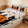 thumbnail image 2 of Erosebridal Cute Black Cats Zipper Twin Comforter Sets with Fitted Sheet and 2 Pillowcases, Halloween Pumpkin Bat Zipper Bedding Set for Boys Girls, Orange Cream Black, Halloween Reversible, 2 of 7