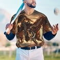 thumbnail image 5 of Lsque Western Skeleton Cowboy Horse Pattern Mens Polo Golf Shirts Funny Graphics Shorts Sleeve Button Shirts Baseball T-shirt-Large, 5 of 7