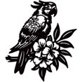 thumbnail image 1 of Escultura de pared de metal con forma de loro, pájaros en una rama, silueta de pared, letreros, hojas y pájaros, decoración para colgar en la pared para el hogar, balcón, jardín, patio, interior y, 1 of 8