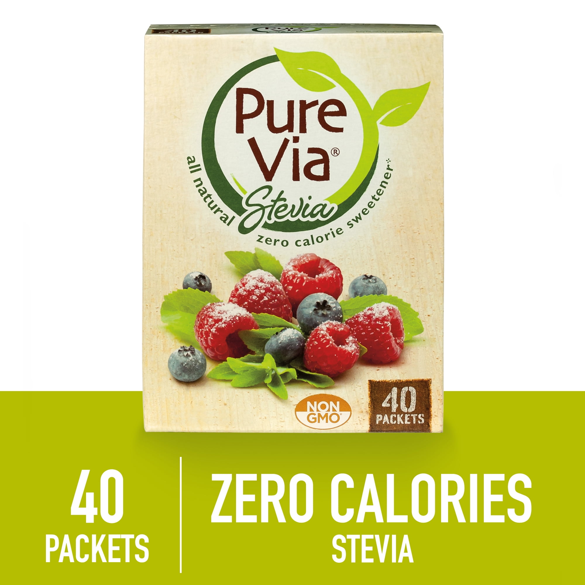 PURE VIA Stevia Sweetener Packets, Sugar Substitute, Natural Sweetener