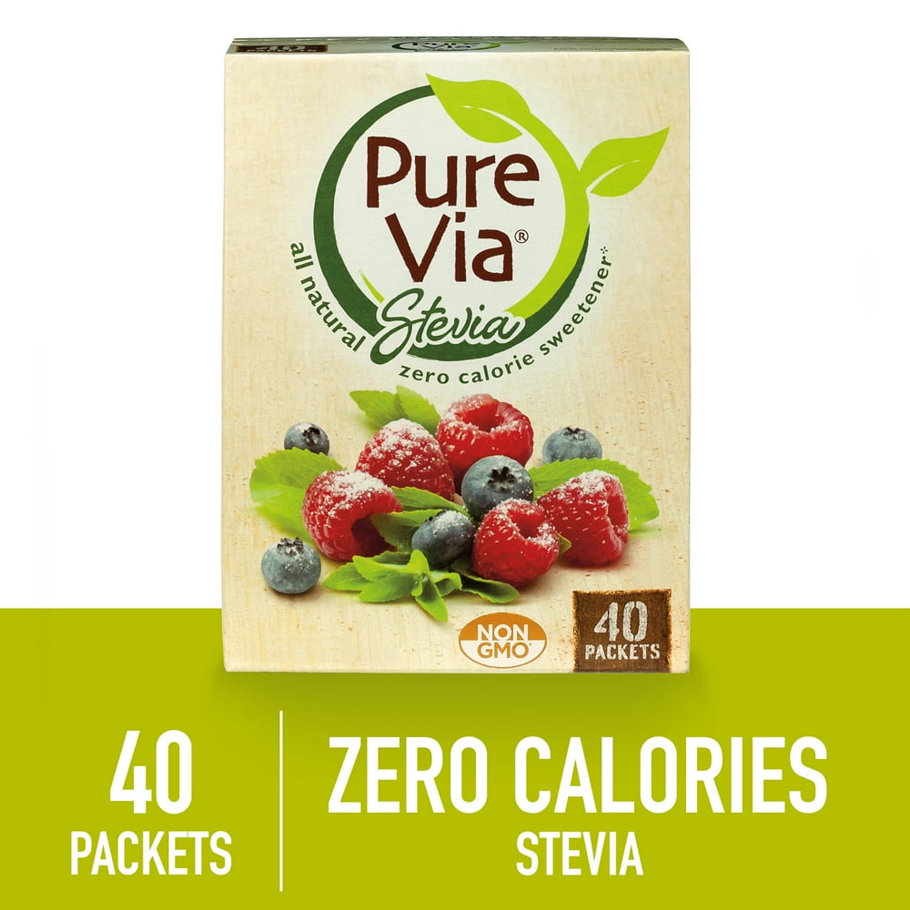 PURE VIA Stevia Sweetener Packets, Sugar Substitute, Natural Sweetener