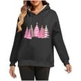 thumbnail image 2 of UPPADA Womens Merry Christmas Hoodies Buffalo Plaid Tree Print Hooded Sweatshirt Casual Santa Claus Splicing Hoodie Shirt Cute Xmas Blouse blusa de navidad Black,XL, 2 of 7