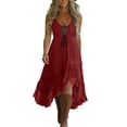 thumbnail image 2 of QUNYINEY Long Womens Summer Dresses Sleeveless Boho A Line Sundress Pleated Loose Fit V Neck Casual Drawstring Dresses, 2 of 6
