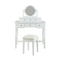 thumbnail image 3 of 35.5" White Compact Makeup Vanity Table with Reversible Mirror and Stool Space-Saving Dressing Table for Small Spaces, 3 of 11