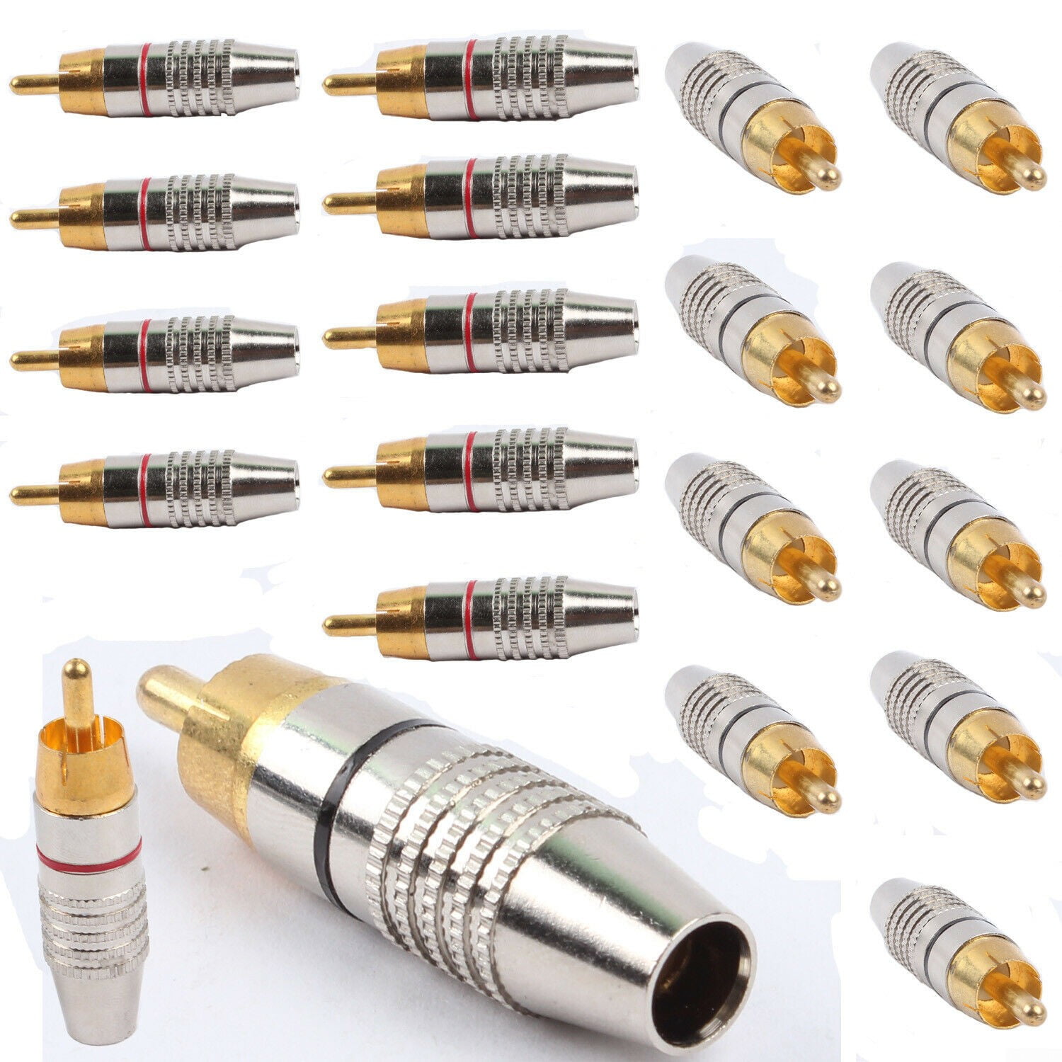Hot HU11 RCA Male Plug Solder Free Gold Audio Video Adapter Connector Wholesale