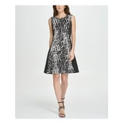 DKNY Womens Black Sleeveless Above The Knee Fit + Flare Dress 10