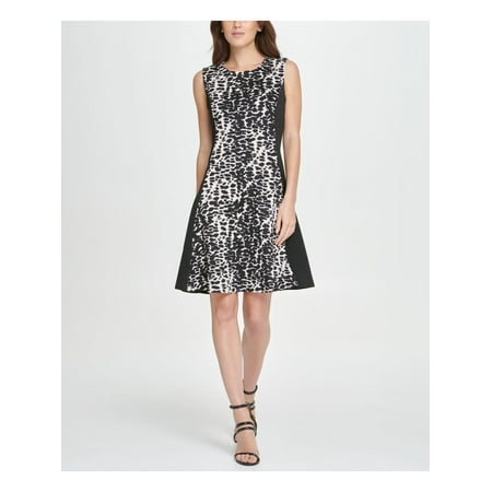 DKNY Womens Black Sleeveless Above The Knee Fit + Flare Dress 10