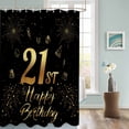thumbnail image 3 of Fabric Shower Curtain, 21st Happy Birthday Gold Cake Gift Black Shower Curtains with 12 Hooks Waterproof Machine Washable Bath Curtains for Bathroom,54 x 78in, 3 of 6