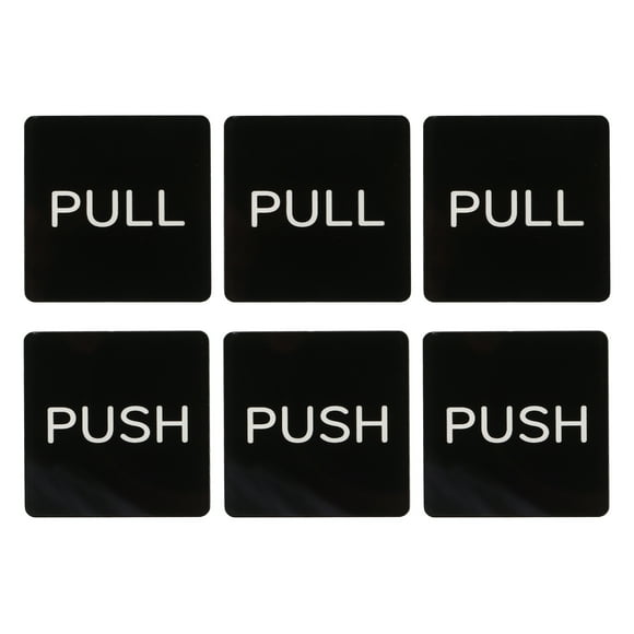 Cartel de puerta Push Pull Uxcell 2x2", 3 pares de señal de puerta autoadhesiva de acrílico en negro/blanco