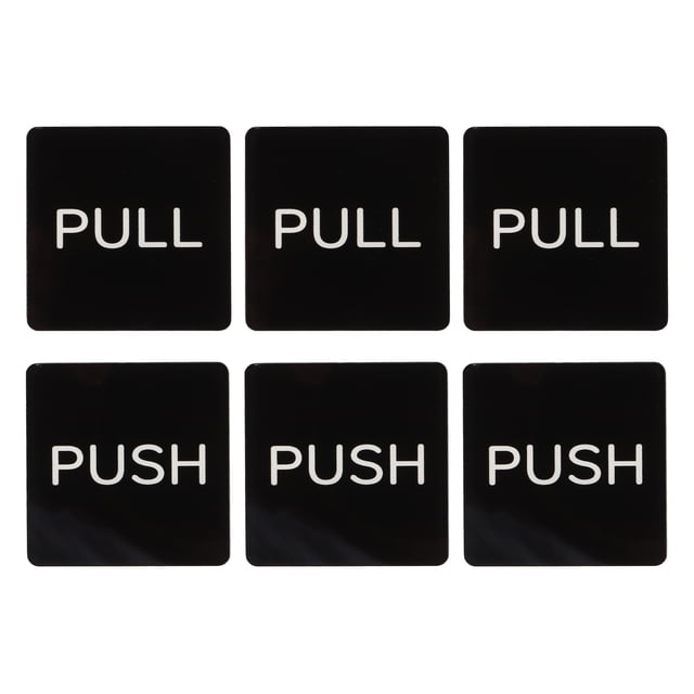 Cartel de puerta Push Pull Uxcell 2x2", 3 pares de señal de puerta autoadhesiva de acrílico en negro/blanco