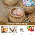 thumbnail image 6 of Round Rattan Basket with Lid:Farmhouse Decorative Box,Small Woven Basket Desktop Tray,Multifunctional Storage Wicker Basket for Bread,Cookies,Keys (G), 6 of 9