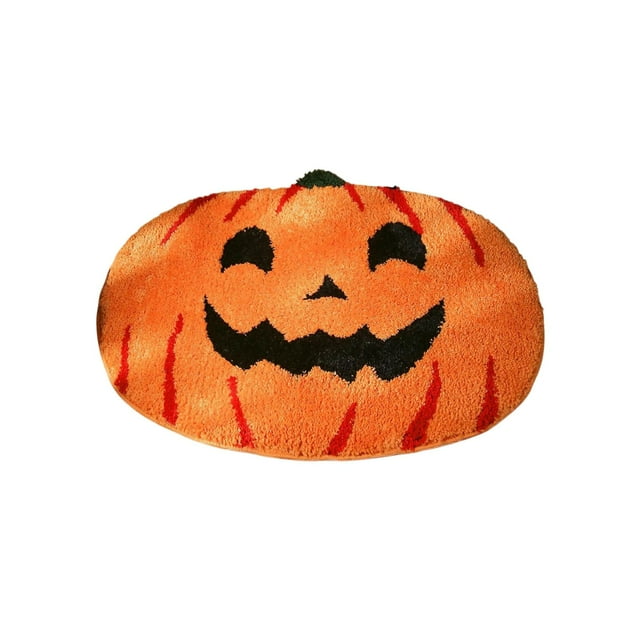 Rugs for Bedroom,Seasonal Pumpkin Rug Maple Leaf Shaped Floor Mat Fall Decorative for Living Bedroom Kitchen Bath