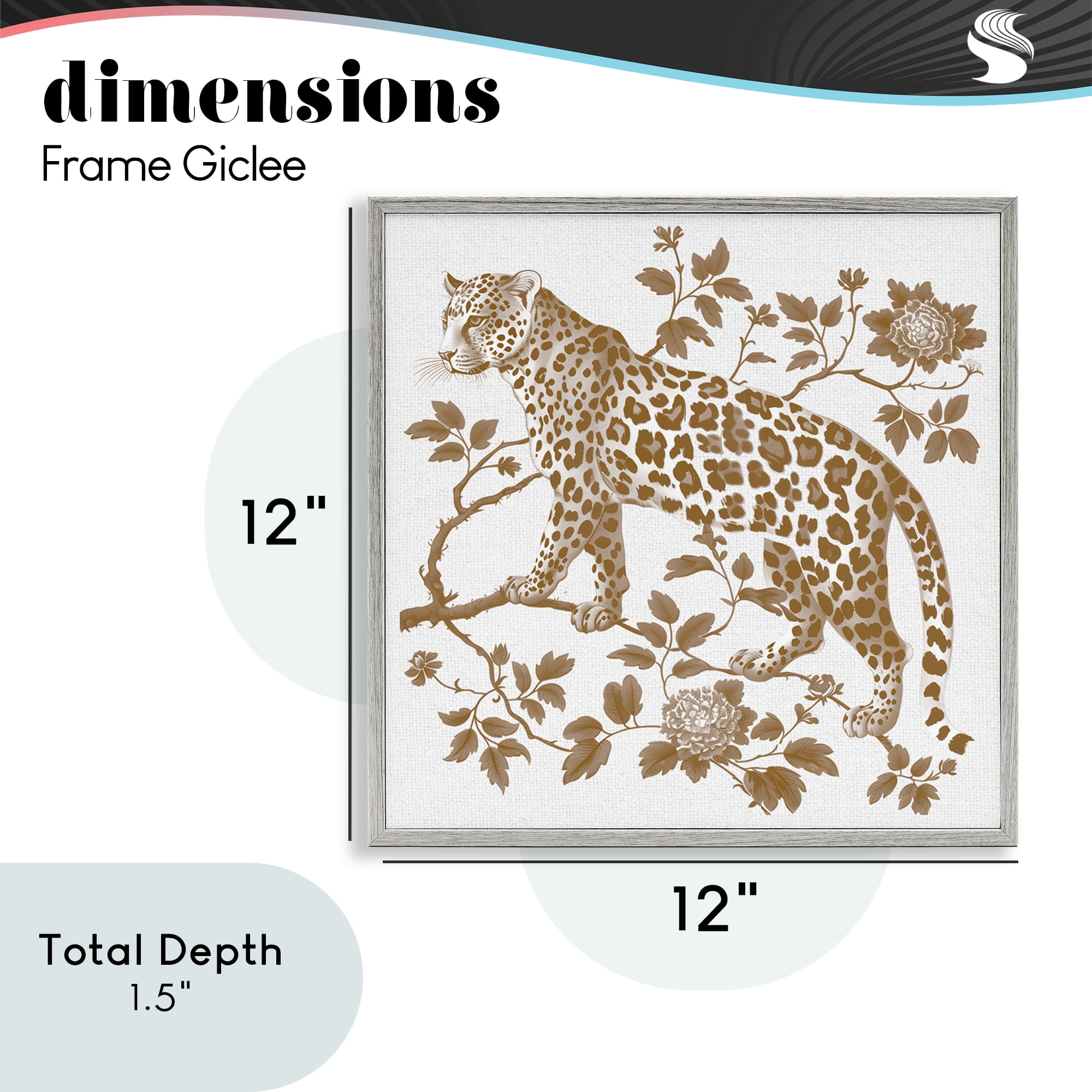 Earthy Details Vintage Leopard Gray Framed Giclee Art, design by Lettered and Lined