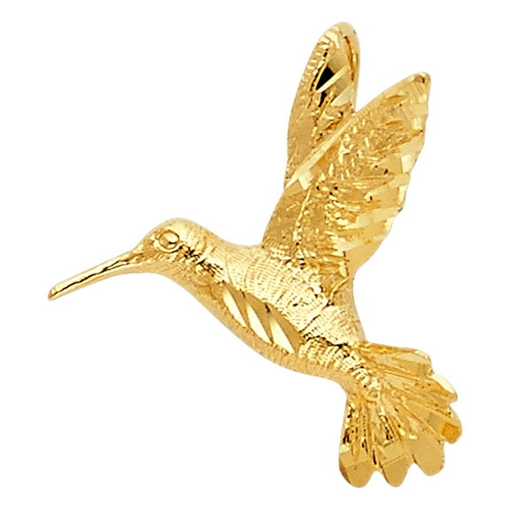 14k Yellow Gold Hummingbird Pendant Diamond-Cut High Polished Love Charm Jewelry Female Unisex