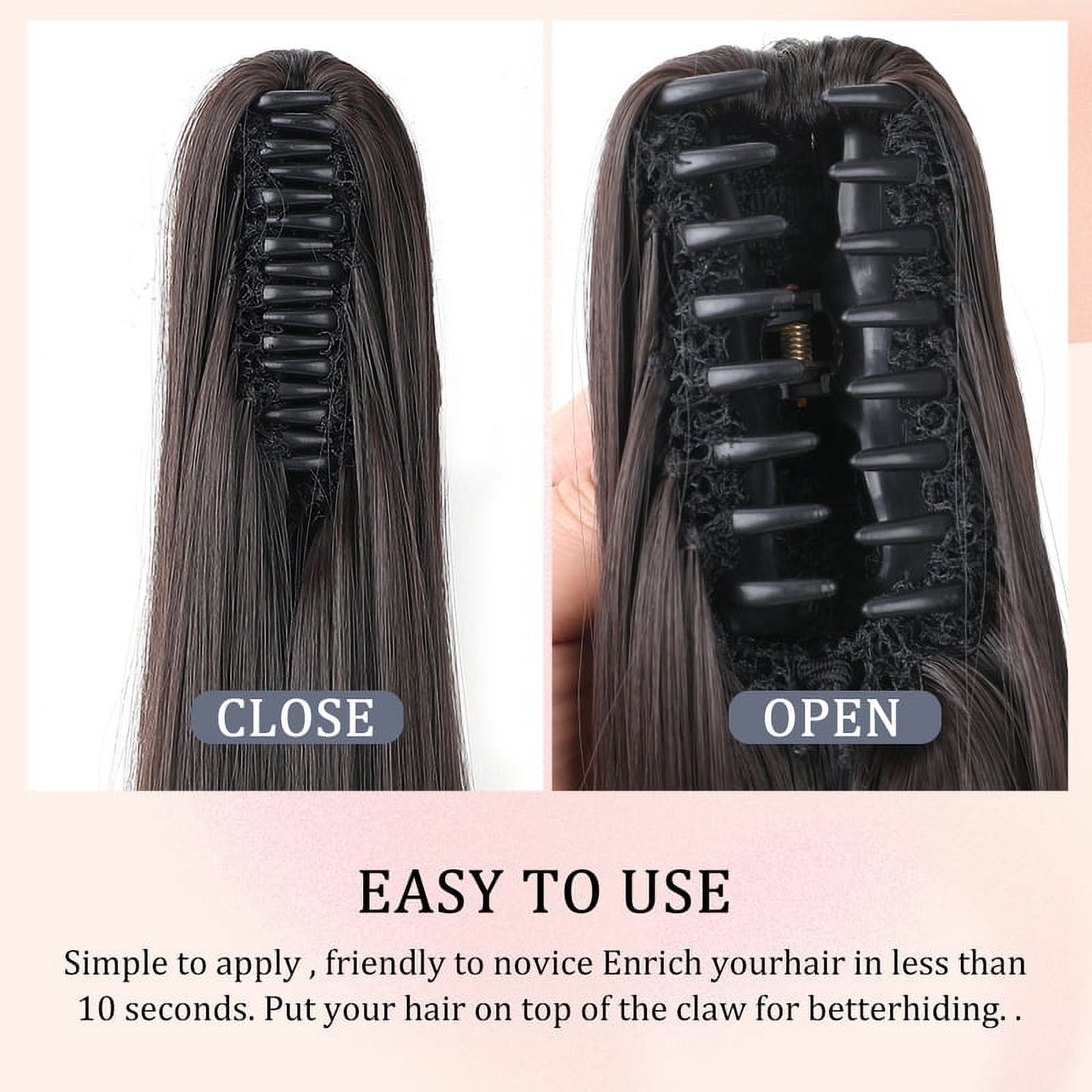 Claw Clip in Ponytail Extension 20 Inch Long Straight Synthetic Hair Extension for Women Girls