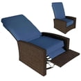 thumbnail image 2 of Spaco Outdoor Wicker Swivel Recliner Chair with Lifting Footrest, 360° Rotating Basic Chair with Water-resistant Cushions for Outdoor, Dark Blue, 2 of 11