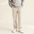 thumbnail image 6 of CPNG Teenagers Boys Straight Wide Leg Pants Drawstring Elastic Waist Corduroy Loose Boys' Pants Sweatpants(Beige,7-8 Years), 6 of 7