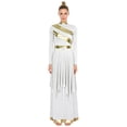 thumbnail image 4 of Aislor Women Liturgical Praise Dance Outfits Long Sleeve Worship Tunic Dress with Wide Leg Pants White XL, 4 of 7