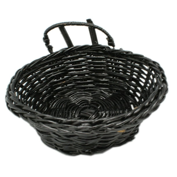 Medium Decorative Black Colored Wicker Basket
