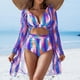 thumbnail image 3 of WILLBEST Traje de Baño Dama conjuntos de Bikini de 3 Piezas para Mujer Trajes de Baño Vintage con Estampado Floral Trajes de Baño con Cubiertas de Manga Larga, 3 of 6