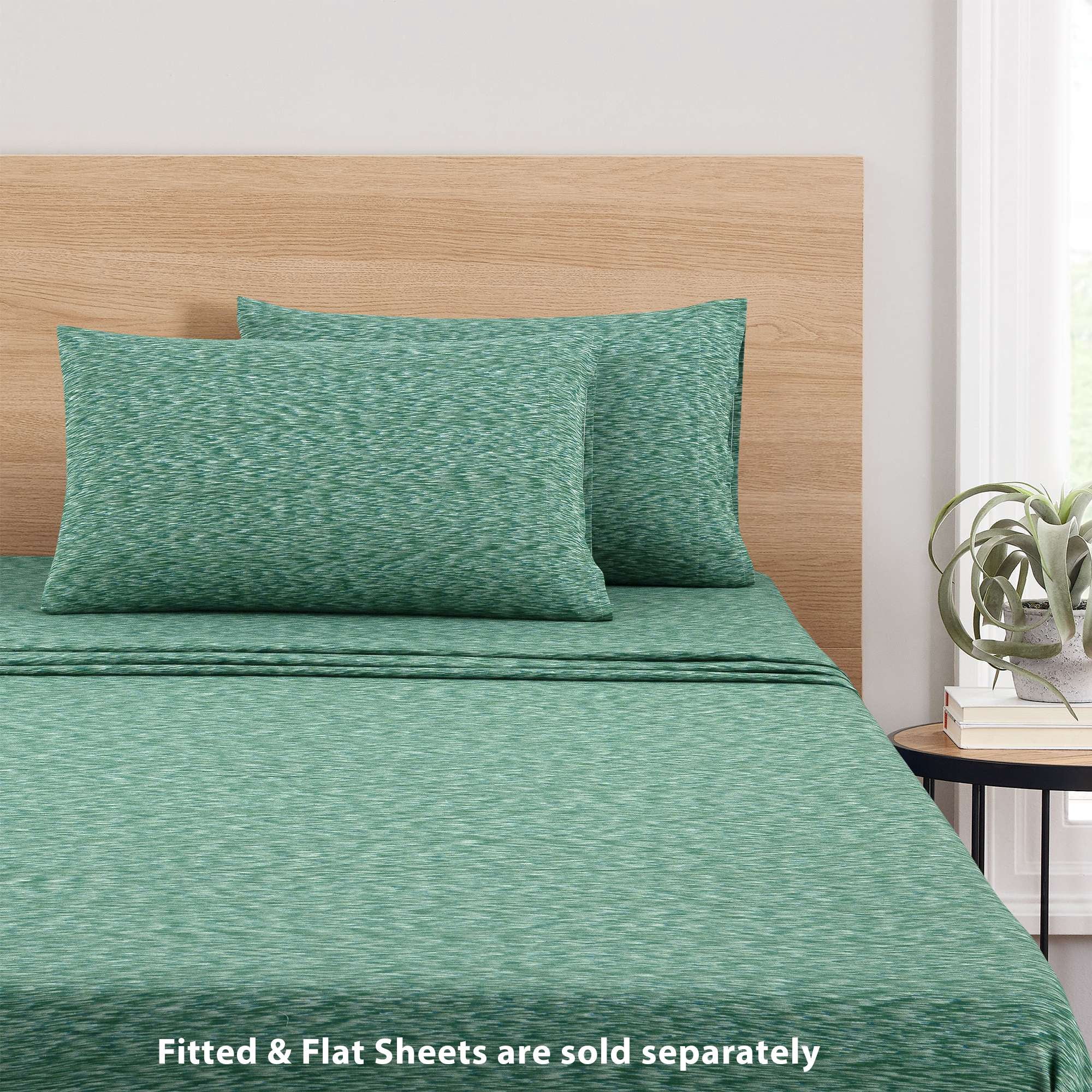 Mainstays 100% Cotton Extra Soft Jersey Pillowcase Set, King, Green Sage Crackle, 2 Pieces