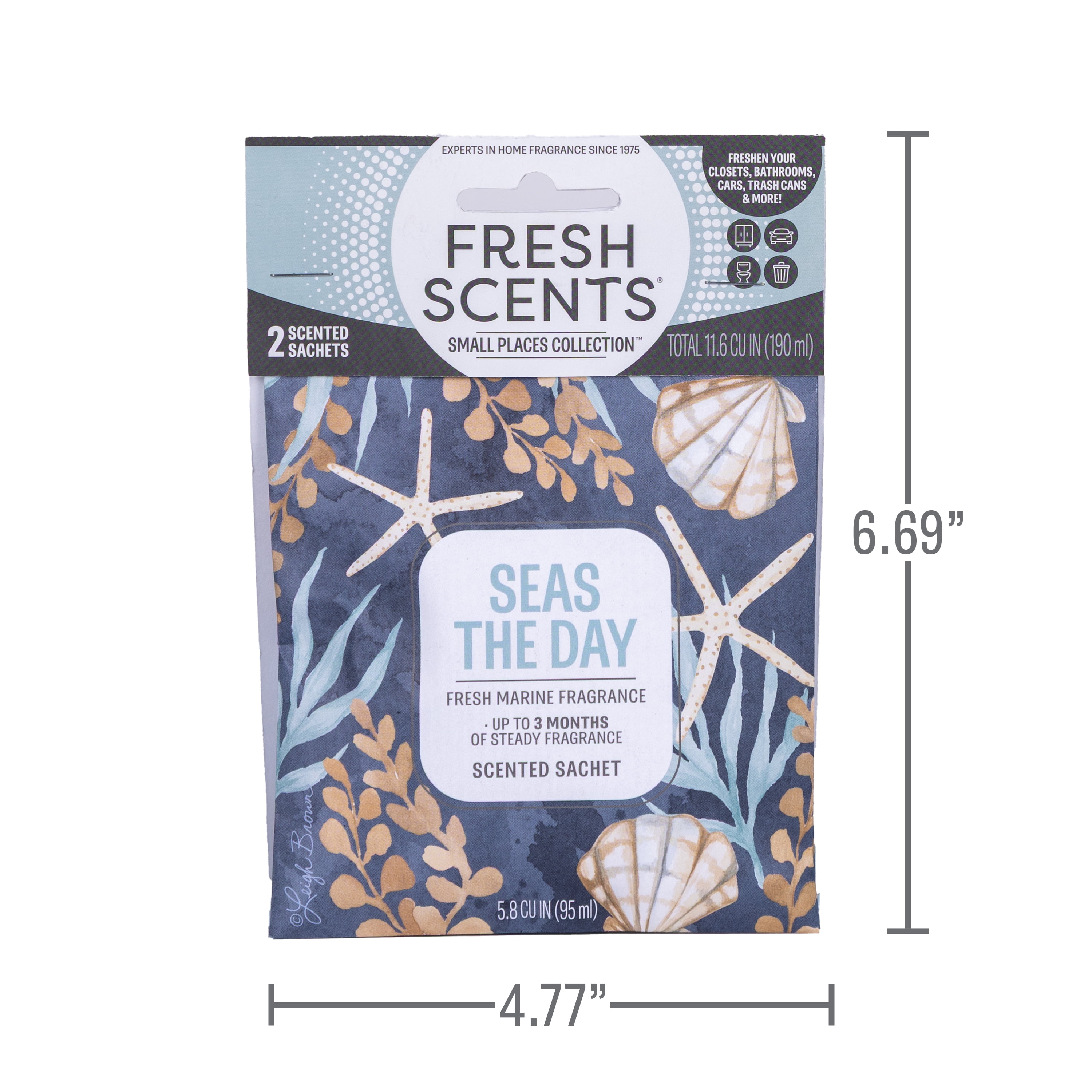 (2 pack) Seas the Day - Fresh Scents 2 Pack scented sachet - Small Places Collection