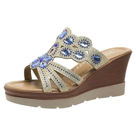 

Vuygyu Women s Slope High Heel Casual Sandals Fashion Slope Heel Sandals Closed Toe Sandals Women Size 11 Sandals Women s Flip Flop Womens Comfort Sandals Size 11 Sandals for Women Slide Womens