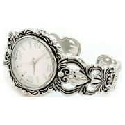 STC Women 0.65 بوصة معدن بيضاوي فضي ميناء Bangle Cuff Wristwatch ، أبيض