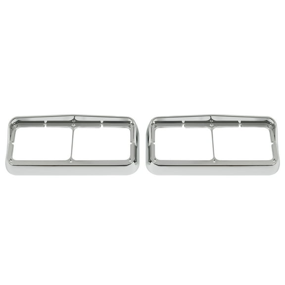 Kojem Pair Chrome Headlight Bezels w/ Visor For Kenworth T600 Peterbilt 379 Dual Rectangle 4x6 Headlamp