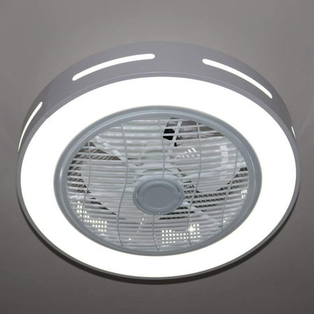 

22 Modern Ceiling Fan with Light Round Chic Dimmable Semi Flush Mount Low Profile Fan Remote Control Invisible Blades 3 Speeds 3 Colors Changing for Bedroom Dining Room