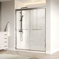 60 in. W x 76 in. H Double Sliding Framed Shower Door in Silver with 1/4 in. (6 mm) Clear Glass