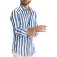 thumbnail image 2 of Men's Shirts Long Sleeve Button Down Striped Casual Linen Dress Shirts, 2 of 7