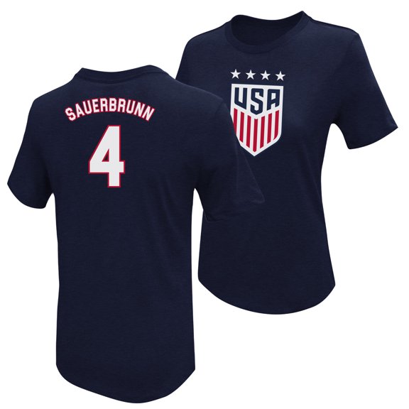 Icon Sports Women's Becky Sauerbrunn Blue USWNT Player Name & Number T-Shirt