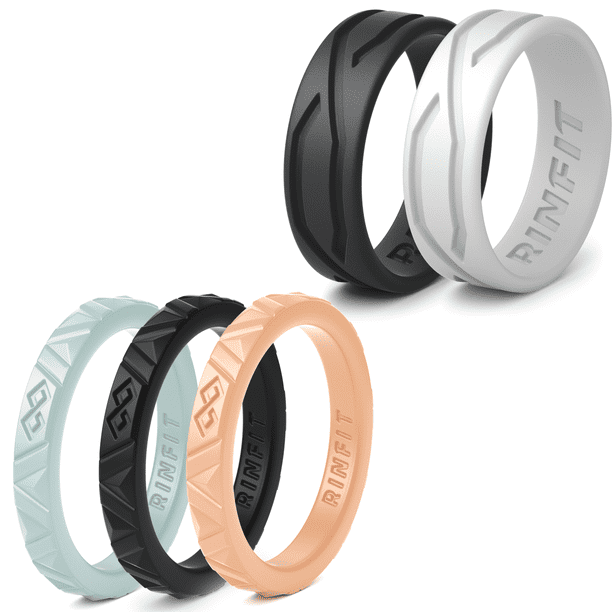 Rinfit women's silicone wedding ring 5 Rings Pack Mix