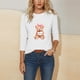 thumbnail image 4 of RKSTN Valentine's Gifts Women's 3/4 Sleeve T Shirts Top Oversized Crewneck Valentines Graphic Print Short Sleeve Shirt Womens Casual Solid Round Neck Loose Three Quarter Sleeve Shirt Spring Clothes, 4 of 7