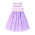 thumbnail image 4 of HILEELANG 2-7 Toddler Little Girls Tulle Dress Lavender Sleeveless Ribbed Stripe Top Spring Summer 7 Years, 4 of 11