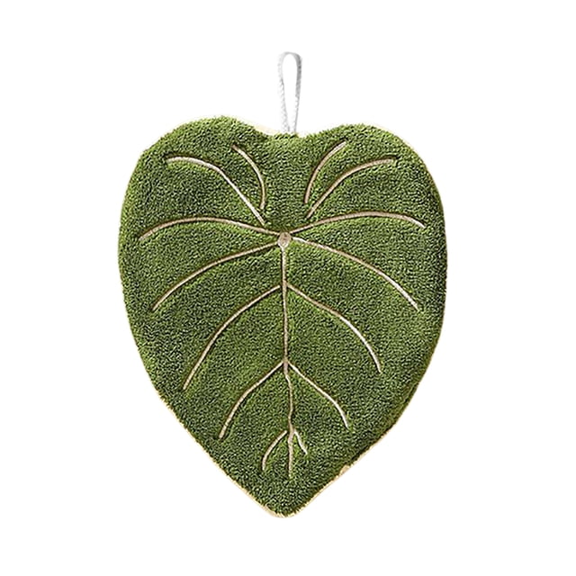 Decorative Hangable Leaf Shape Coral Towels for Bathroom and Kitchen Hand Drying Soft Absorbent Washcloths Home