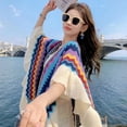 thumbnail image 5 of Shawl Wraps for Women, Bohemian Ethnic Style Cape Open Front Poncho Scarf Blanket Cardigan Coat with Tassels for Spring Autumn Winter, 5 of 7