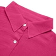thumbnail image 5 of Yubnlvae Women's Linen Button-Down Shirt - Oversized V-Neck 3/4 Sleeve Casual Blouse (Muslin Cotton | Beach Style) (Hot Pink | 5XL), 5 of 9