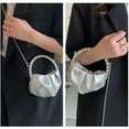 thumbnail image 4 of Purses for Women, Small Purse, Rhinestone Clutch Purse Pleated Evening Bag, Chic Mini Cloud Handbag, Premium Evening Bag for Formal Party, Silver, 4 of 7