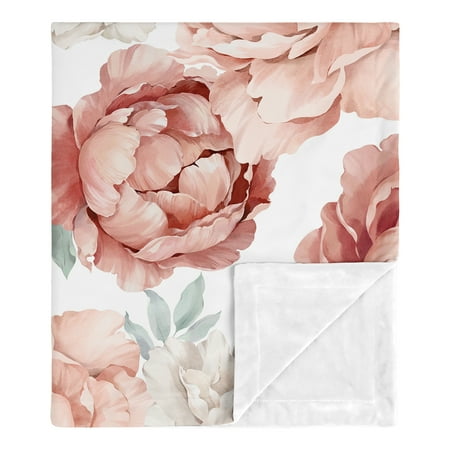 UPC: 0846480098515 | Peony Floral Garden Pink and Ivory Baby Security Blanket Girl by Sweet Jojo Designs
