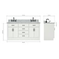 thumbnail image 3 of Ariel Hepburn 67 Inch Double Oval Sink Vanity With Carrara White Marble Countertop With 1.5 Edge In White, 3 of 10