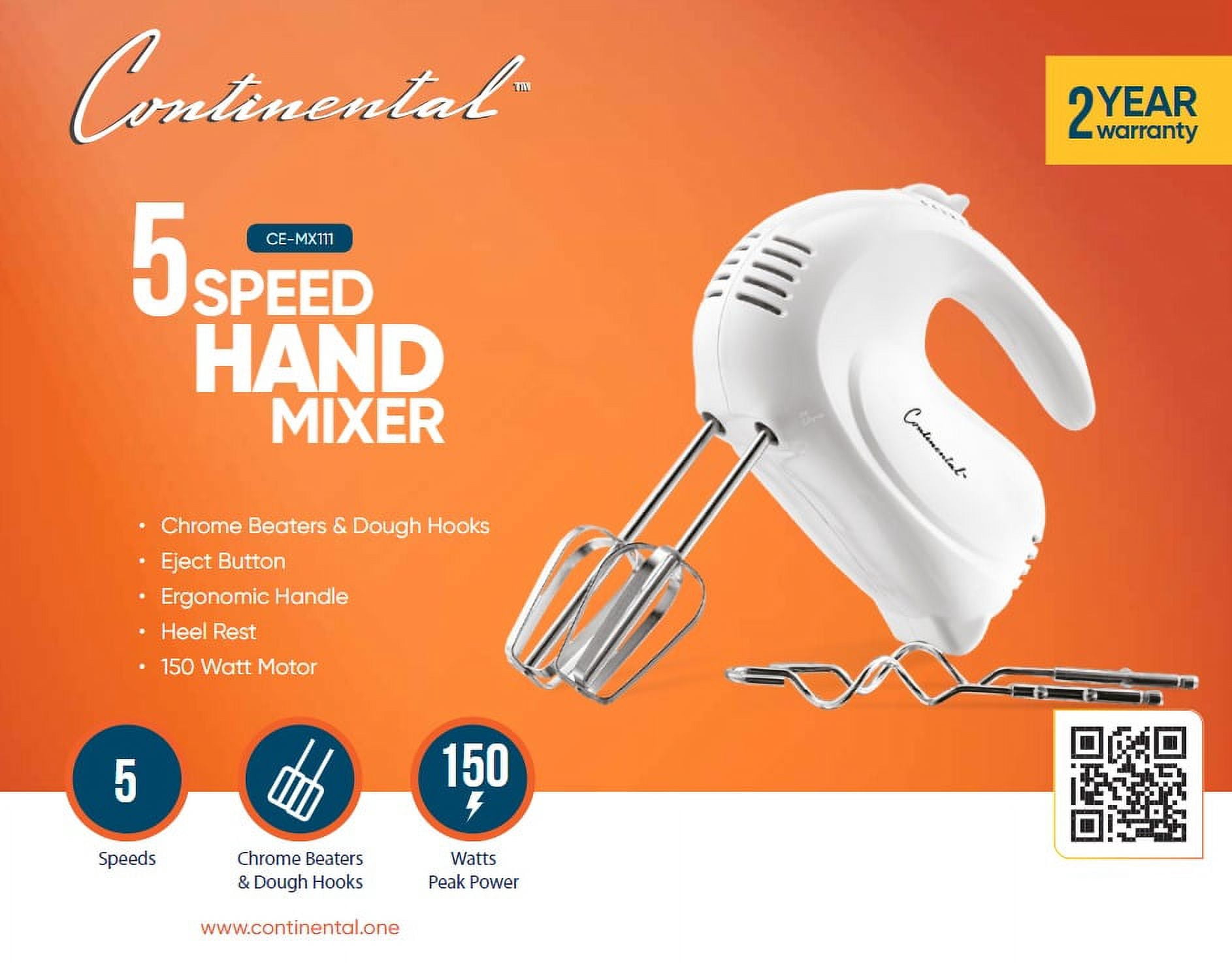 Continental Electric New 5 Speed Hand Mixer