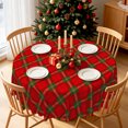 thumbnail image 2 of Winter Christmas Tartan Plaid Round Tablecloth,70 Inch,Washable Polyester Table Cover for Holiday Dinner, 2 of 6