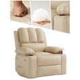 thumbnail image 4 of Leather Recliner Chair, Manual Recliner Chair with Arms and Back, Manual Single Sofa with Concealed Cup Holders and Side Pocket, 4 of 7