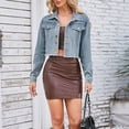 thumbnail image 6 of FAIWAD Women's Denim Jacket Long Sleeve Cropped Plus Size Vintage Button Down Loose Jeans Short Coat, 6 of 8