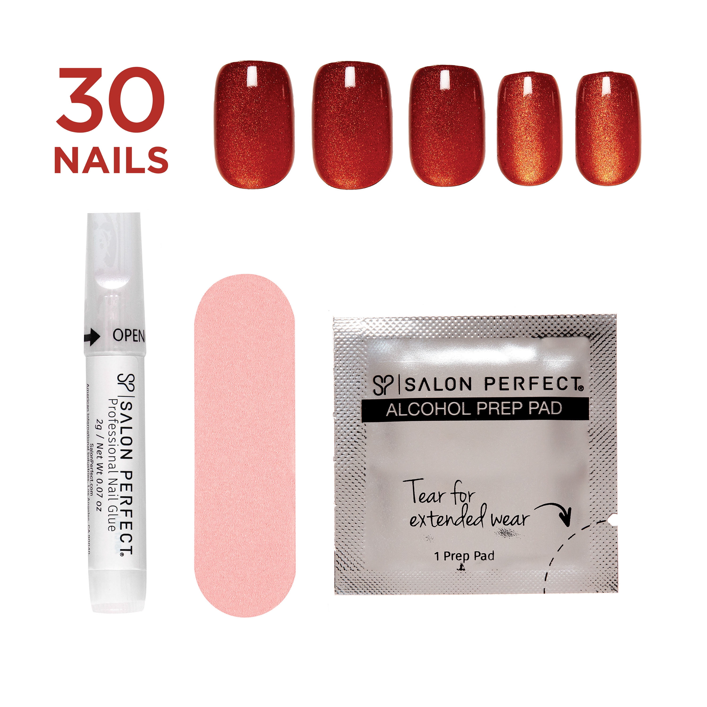 Salon Perfect Halloween Chill Short Square Press-On Nails with Glue & File, Orange Magnetic, 30 Pieces